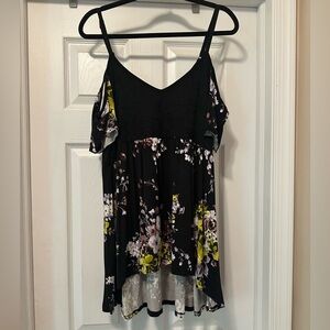 Torrid Black and Yellow Asymmetrical Ruffled Camisole